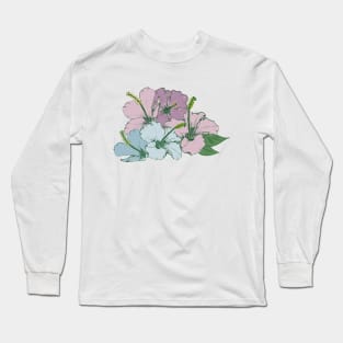 Blue and purple hibiscus flowers Long Sleeve T-Shirt